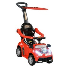 Kids Push Car with Canopy Adjustable Pedals Toddler Ride on Toy Vehicle for