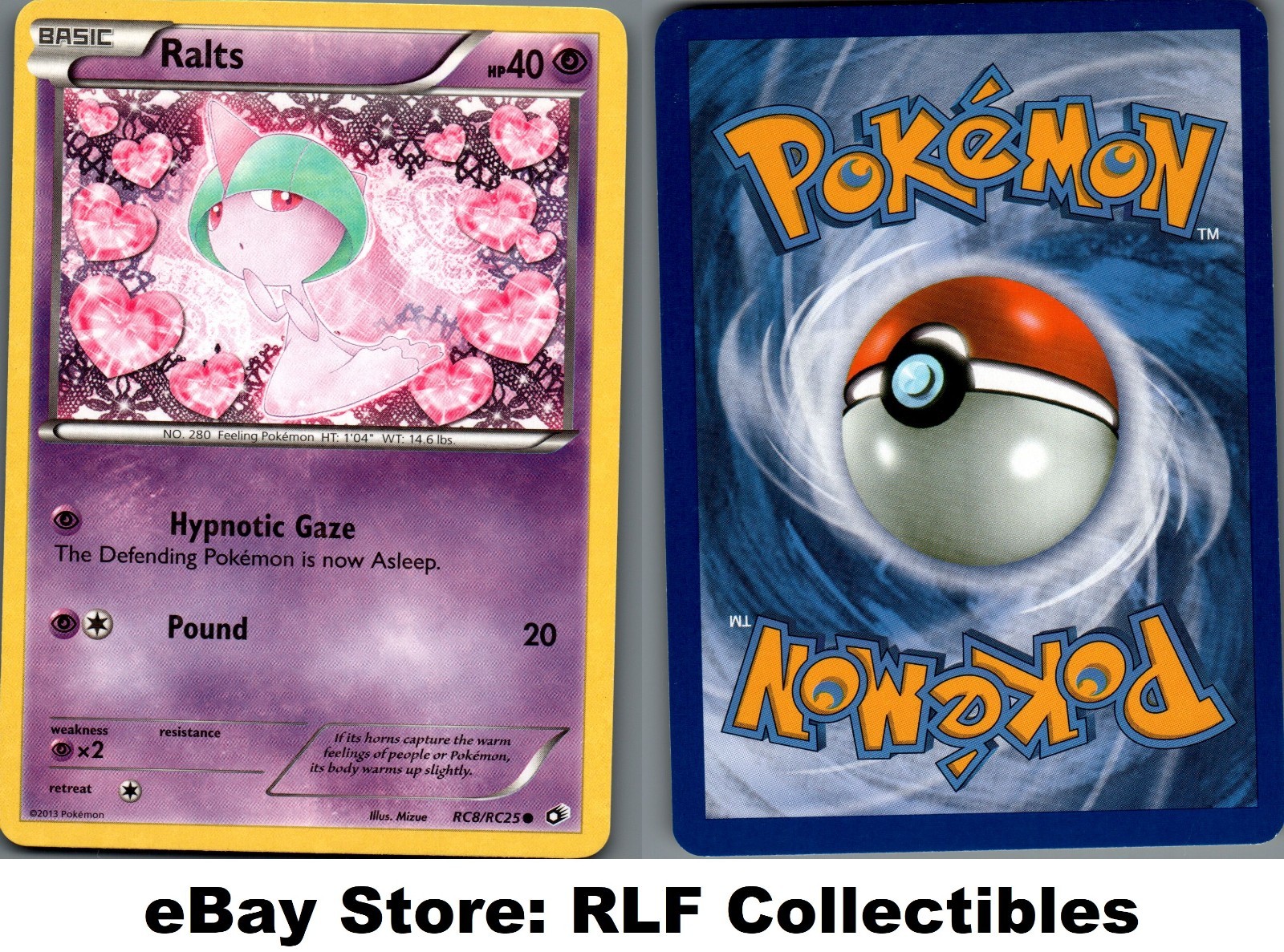 2013 Pokemon, Legendary Treasures, #RC8/RC25 Ralts, Holo Common (b)