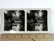 Stereoview Card Neuer See im Tiergarten Berlin Canoe Scene Black & White