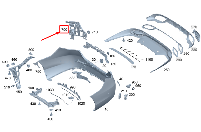 Neu MERCEDES-BENZ C W206 Stoßstangenträger hinten rechts A2068859204 Original
