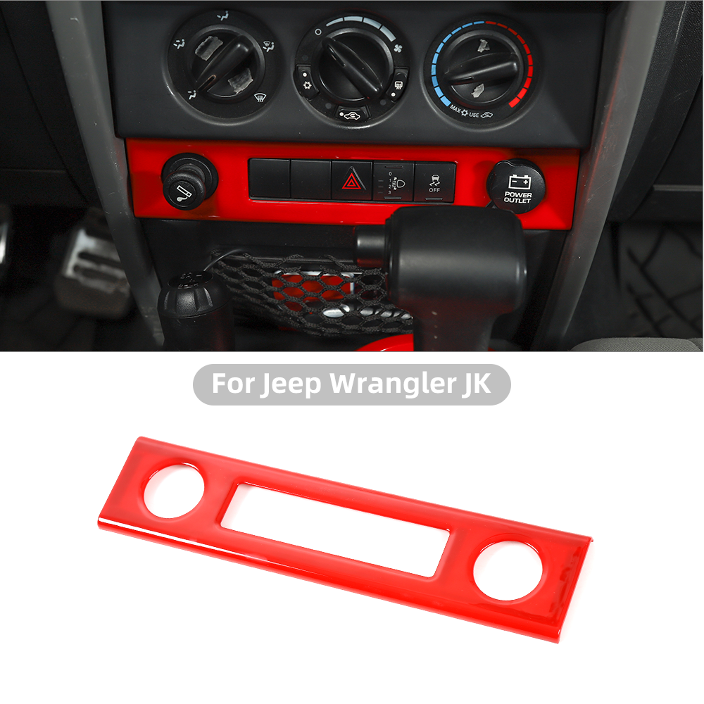 For Jeep Wrangler JK 07-10 Red Center Console Cigarette Lighter Panel Cover  Trim
