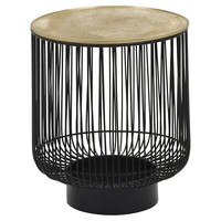Beistelltisch Wohnzimmertisch Sofatisch Goldgelb Schwarz Metall Ø 41 Cm