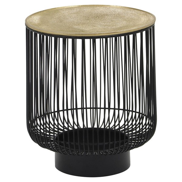 Beistelltisch Wohnzimmertisch Sofatisch Goldgelb Schwarz Metall Ø 41 Cm-image