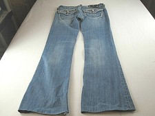 MISS ME Boot Jeans Size 27 29X 31  Blue Embellished Flap Pockets Damaged