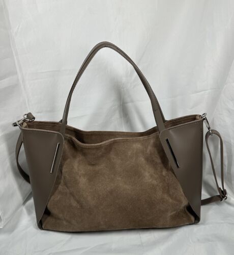 LE BORSE DI GIULIA Made in Italy genuine leather Suede tote bag Shoulder Taupe