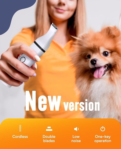 Pet Paw Trimmer Cordless Low Noise Grooming Clippers Double Blades Home Use - Picture 9 of 10