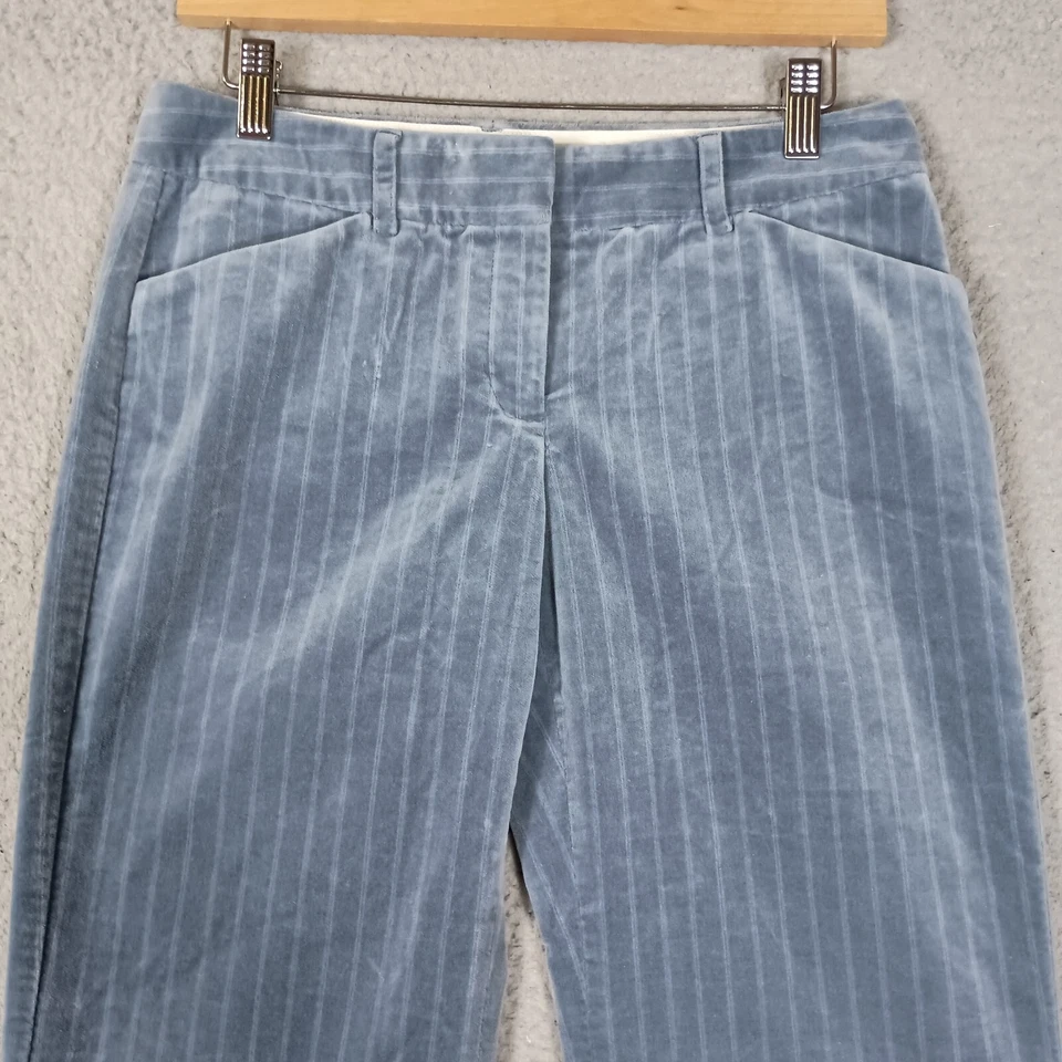 Pantalones Express Design Studio Editor Mujer 4 Azul Rayas Terciopelo Pierna Ancha Rectos Foto 2 de 4