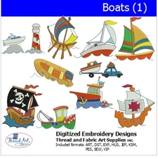 Embroidery Design Set - Boats(1) - 10  designs  - 9 Formats - USB stick