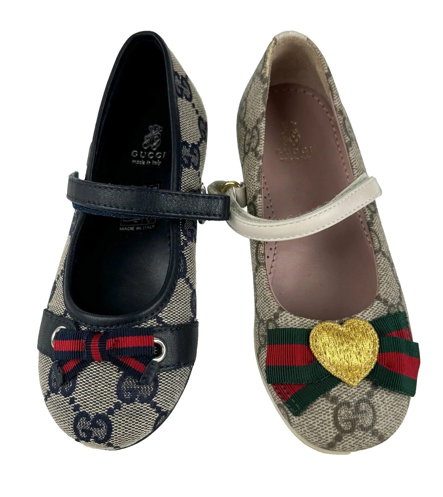 Chaussures plates Gucci Auth filles Mis Match Style 9 US 25 EU marron bleu GG Supreme