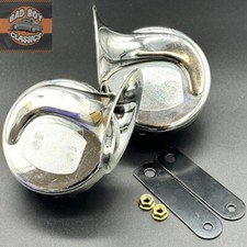 12v Twin Polished Chrome Snail Horns High / Low Tone For CLASSIC CARS