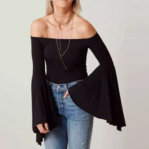 Shoulder Bell Sleeve Top Shirt 