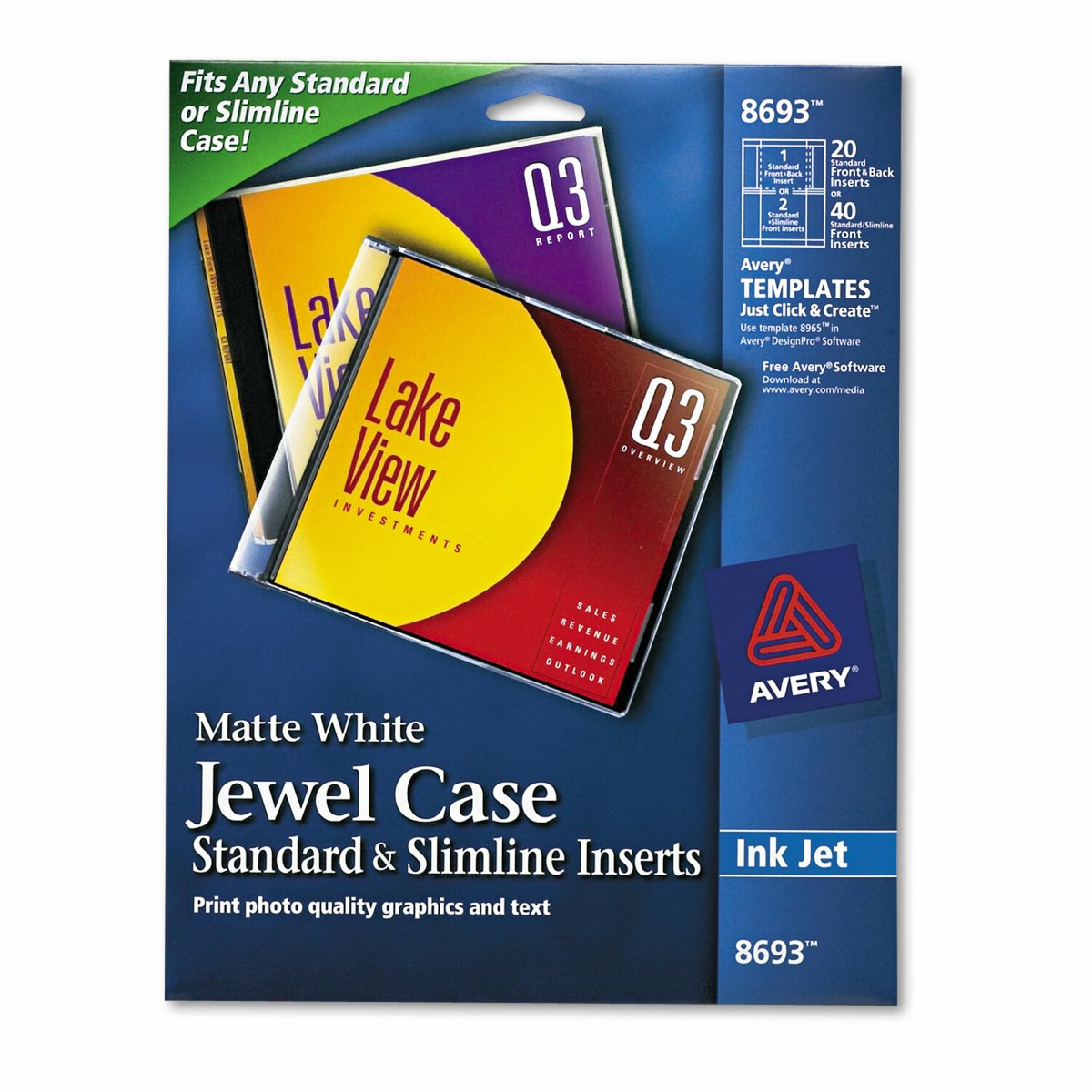 Inkjet CD/DVD Jewel Case Inserts, Matte White, 20/Pack Inkjet CD/DVD Jewel Case Inserts, Matte White, 20/Pack