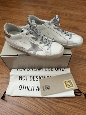 Golden Goose Superstar 38 Women's Sneakers White Gold Silver