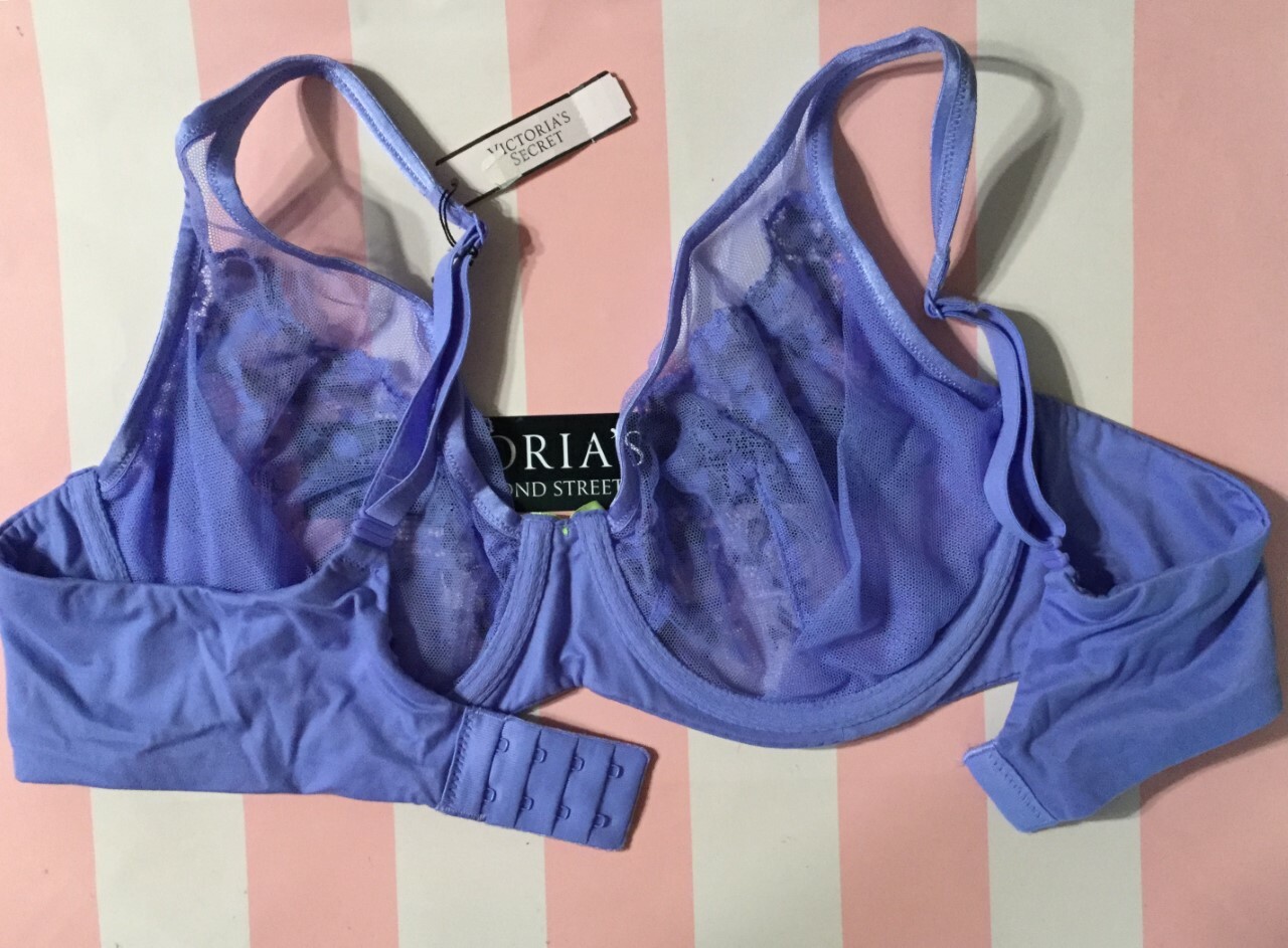 New Victorias Secret Body by Victoria Purple Lace Plunge Unlined Demi Bra 36-38 - Picture 2 of 5