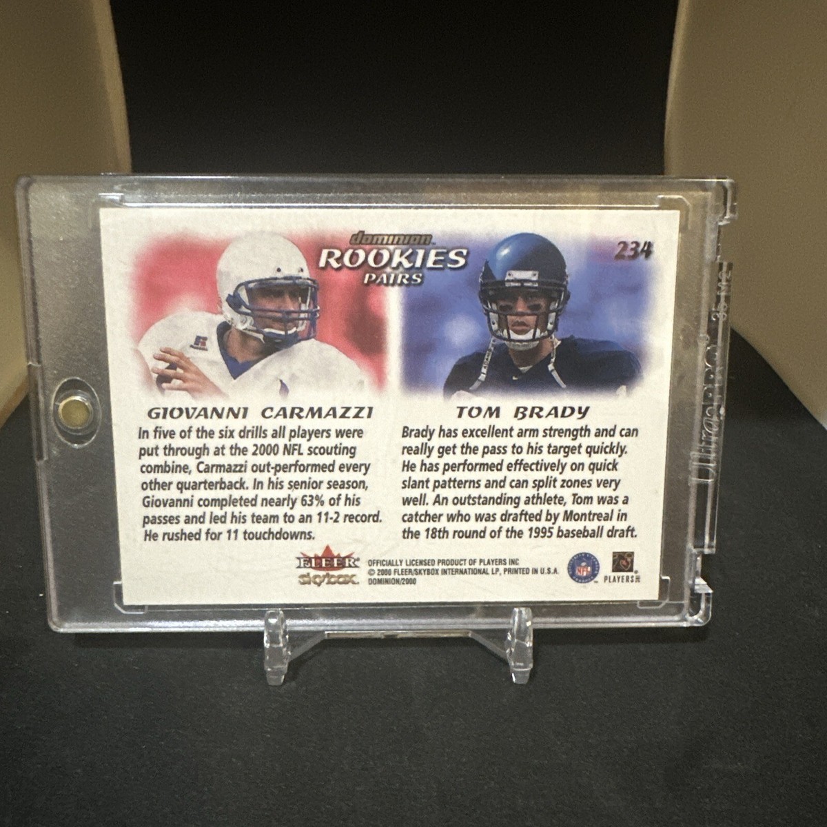 2000 Fleer Skybox Dominion Rookie Pairs #234 Tom Brady, Giovanni
