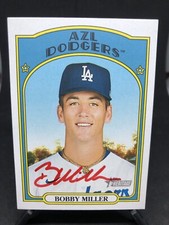 BOBBY MILLER Signed Auto 2021 Topps Heritage Dodgers RC #110 Rookie Rare Red Ink