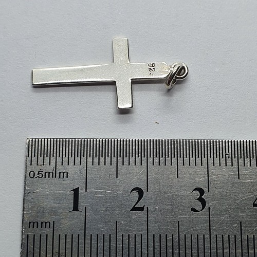 Vintage Sterling Silver Cross Pendant Simple Plain Christian Religious Charm - Picture 9 of 10