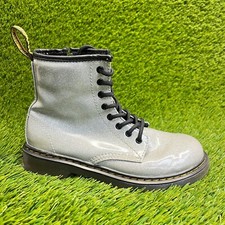 Dr. Martens 1460 Glitter Girls Size 3Y Gray Black Classic Outdoor Side Zip Boots
