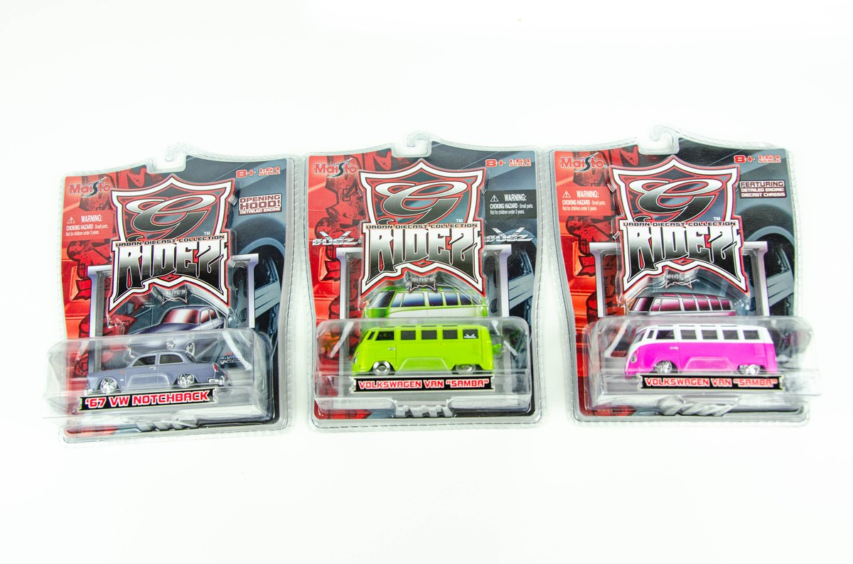 Maisto 1/64 Ridez Volkswagen Samba Van Lot of 3 Pink & Green + 67