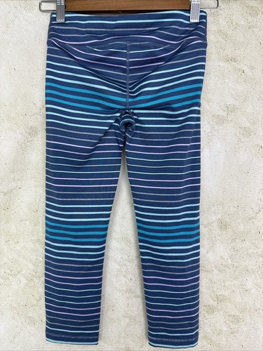 Athleta Girl Leggings Blue Pink Gray Stripe Sz Large 12 Inseam 18.5" - Picture 7 of 9