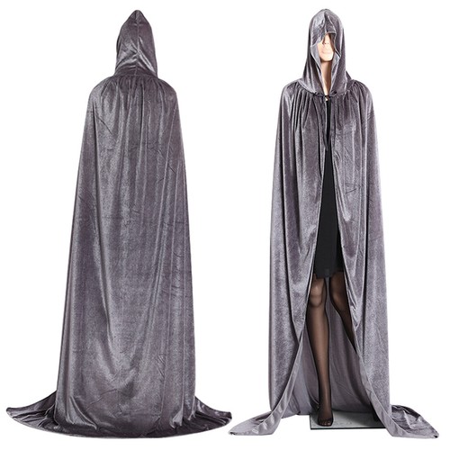 Halloween Velvet Cloak Cape Gothic Hooded Costume Vampire Cosplay Party Medieval - Picture 10 of 20