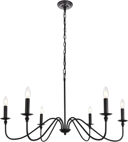 Elegant Lighting Rohan Collection 6 Light Chandelier in Matte Black Finish - Picture 1 of 6