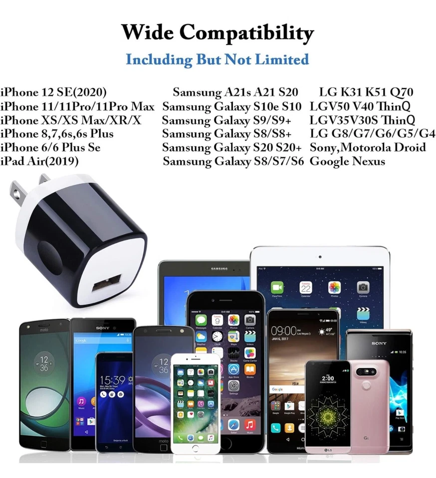 100x 1A USB Power Adapter AC Home Wall Charger US Plug For APPLE Samsung iPhone - Image 2 of 4