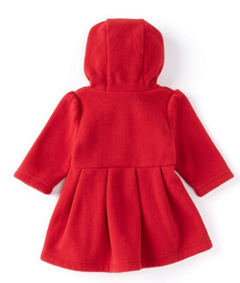 Starting Out Baby Girls 6 Months Pom-Pom Fleece Hooded Coat Red