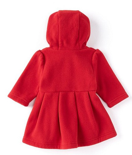 Starting Out Baby Girls 6 Months Pom-Pom Fleece Hooded Coat Red And Black NWT - Picture 2 of 11