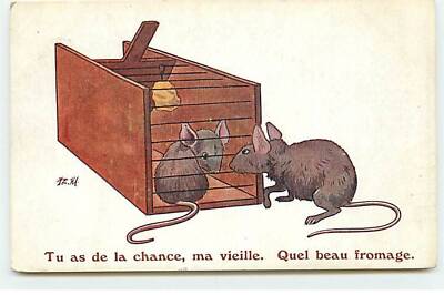 You're lucky, old man. What a beautiful cheese. - Two mice, one in one