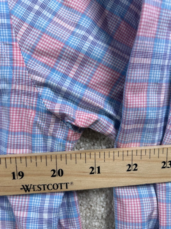 Vineyard Vines Cooper Para Hombres M Azul Rosa Cuadros Abotonados Manga Larga Calce Clásico Foto 2 de 4