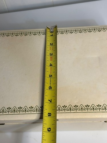 VTG Mele Jewelry Box Blue Cream Large 12 x 8 Velvet Liner Mid Century Retro READ - Picture 10 of 10