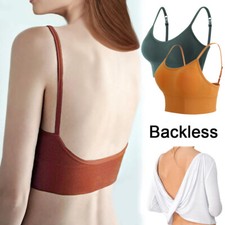 Women's Shaping Low Back Bralette Bra Solid Colors Stretchy Crop Top S/M/L/XL