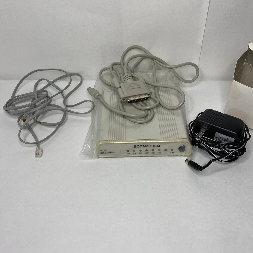 Vintage Apple External Modem BocaModem V.34 28,800bps Data Fax Machine Untested - Image 3 of 4