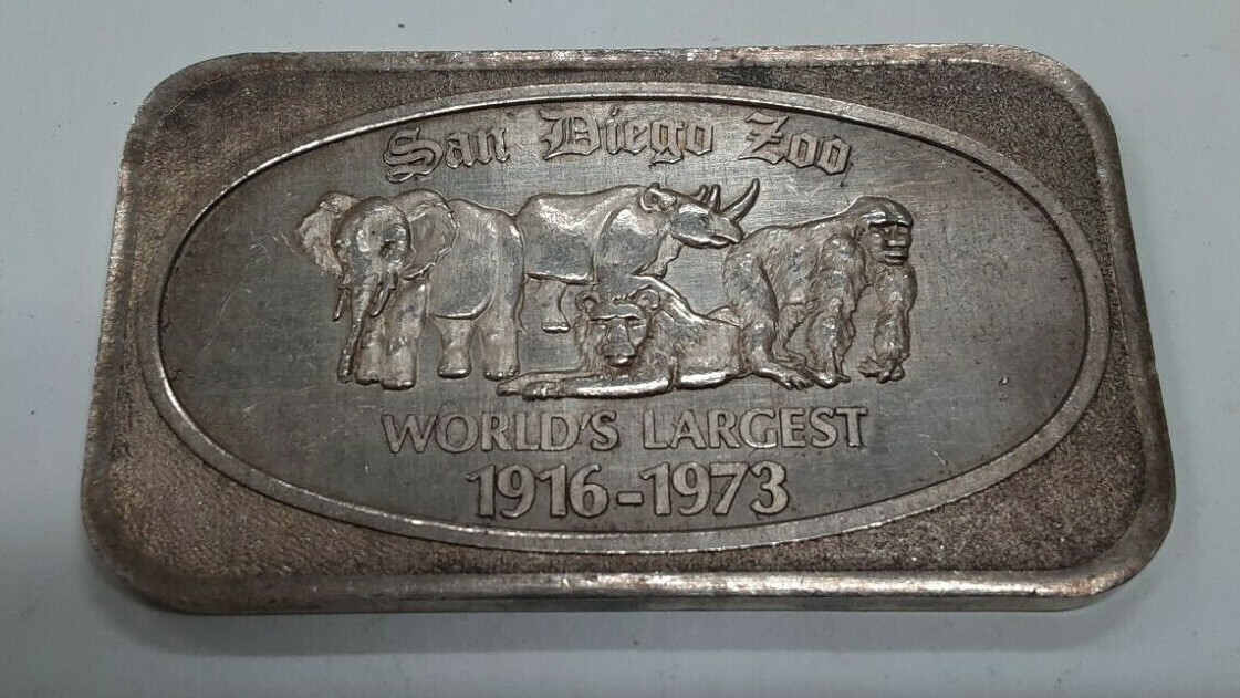 【Friedman Silver Co】 ライオンのサモワール  小型サーバー US Silver Corp One Troy Ounce .999 Fine Silver Bar - San Diego Zoo