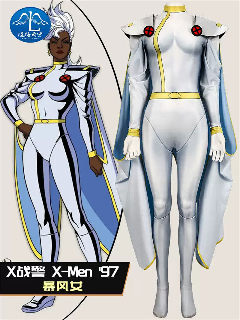 Film X-Men 97 Storm Cosplay Costume Jumpsuit Cloak