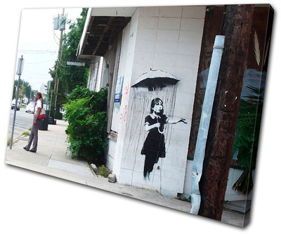 Monkey Laugh Now Banksy Street - Stampa fotografica su tela incorniciata, decorazione da parete per la casa, 102 x 76 cm, profondità 18 mm
