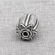 925 Sterling Silber Große Blumen Kürbis Perle 2-seitig für Armband Halskette