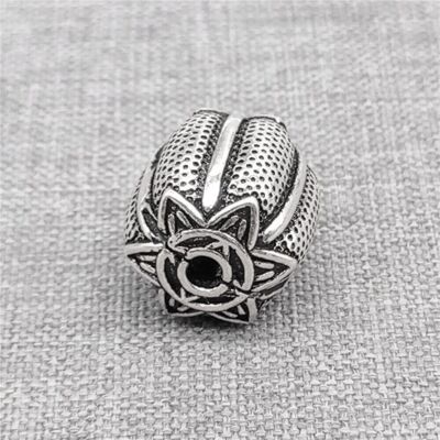 Sterling Silber Gro?e Blumen K��rbis Perle 2-seitig f��r Armband Halskette