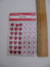 RED  PINK HEART Rhinestone Stickers 42 Pieces NIP