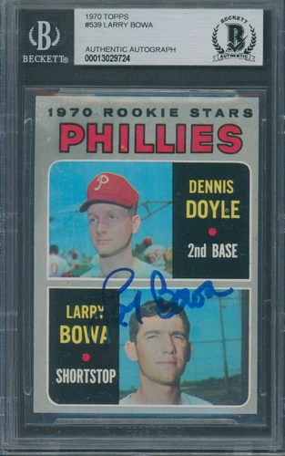1970 Topps #539 Larry Bowa Signed Rookie Card Beckett Authentic Autograph BAS