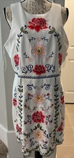 GIANNI BINI Women’s Sz XL Dress “A WAL IN THE PARK” Ivory/Multi Embroidered NWT 