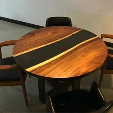 42" Epoxy Resin Round Table Top Modern Dining Room Elegance