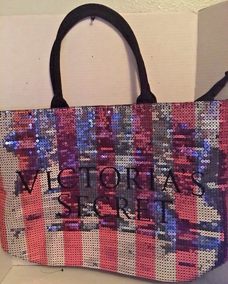 Sac Fourre-Tout Victoria's Secret Noir 2015 - Paillettes, Rayures, Bling, Voyage