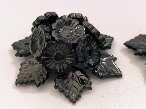 De colección Victoriano/Gótico Negro Plástico Flores Zapatos Clips Bufanda Vestido Halloween - Imagen 8 de 9