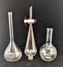 Laboratory Glassware Trio Separatory Funnel Volumetric Flask Flat-Bottom Flask