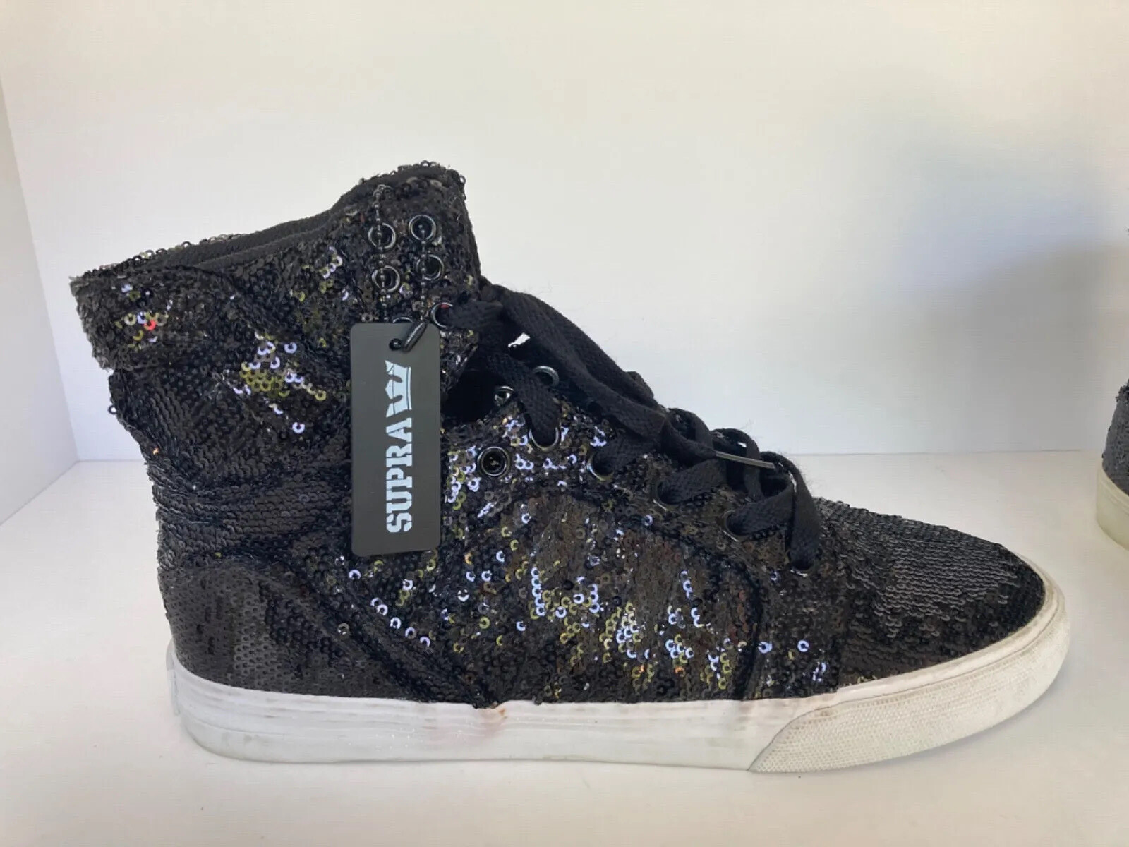 black sequin supra high tops