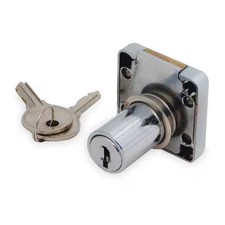 Cabinet and Drawer Dead Bolt Locks, Chrome, 7/8" For Door Thickness, 2 Number of