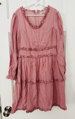 Mi Ami Girls Pink Long Sleeve Dress With Ruffles Size YTH 12