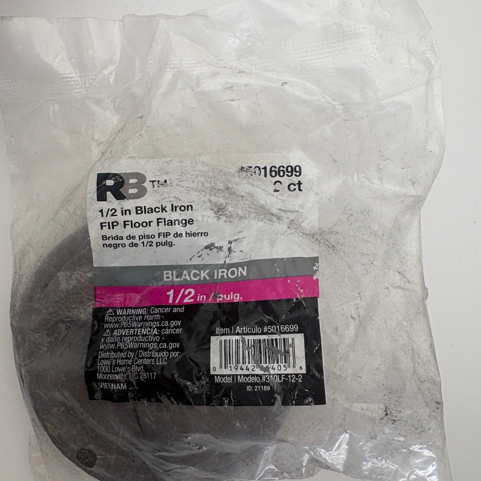 RB 1/2 in Black Iron FIP Floor Flange 2 Count 310LF-12-2 Industrial Pipe Fitting